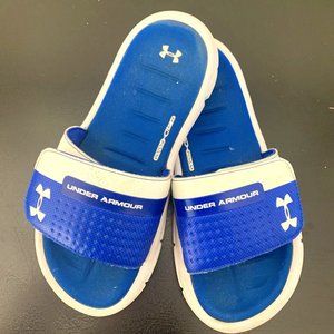 Under Armour H4D-Foam Youth 4Y Blue Cushioned Adjustable Slip on Sandals Slides